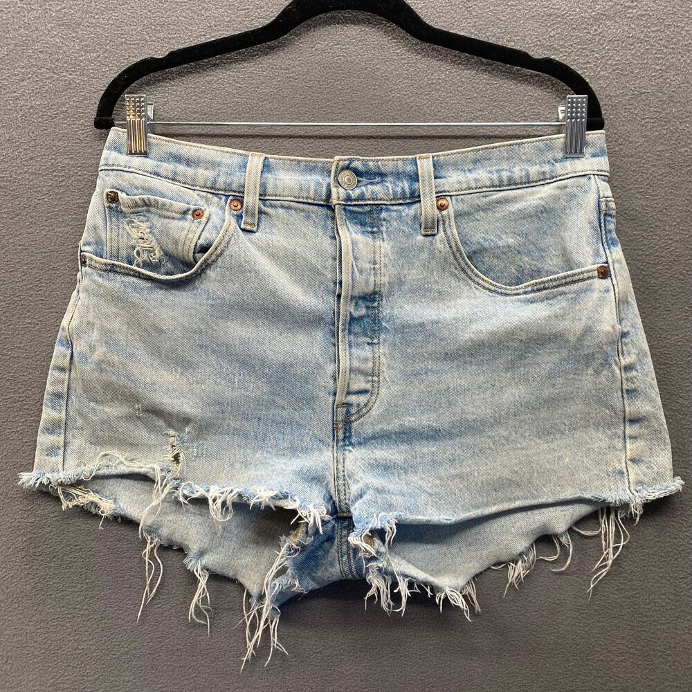 Levis 501 Jean Cut‎ Off Shorts Womens 31 Light Wash Blue Festival Casual Boho